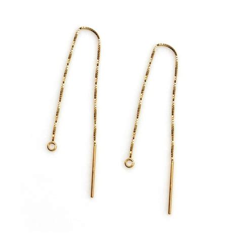 14K Solid Gold Threader Earrings 14K Long Threader Earrings Etsy