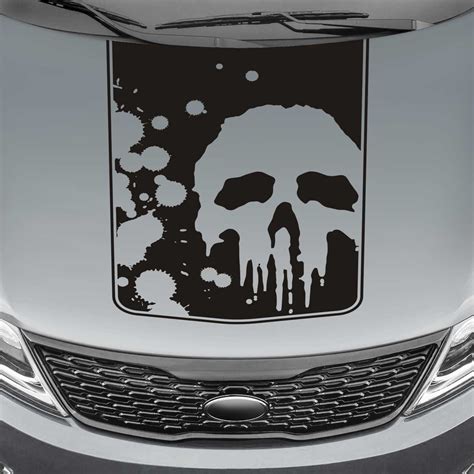 Punisher Skull Blackout Truck Hood Decal Sticker Skunkmonkey