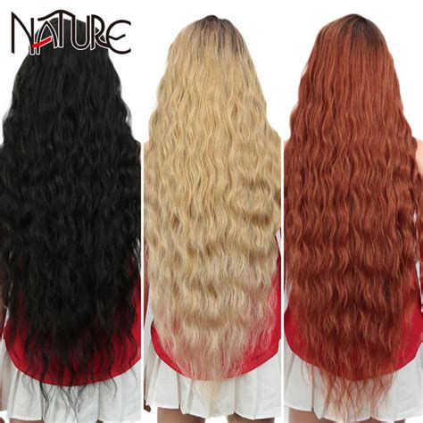 Nature Wig Cosplay Long Water Wave Fake Hair 42 Inch High Temperature