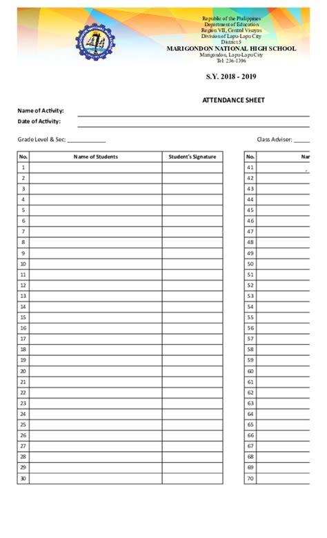 Xls Attendance Sheet Pta Rona Jane Manilag