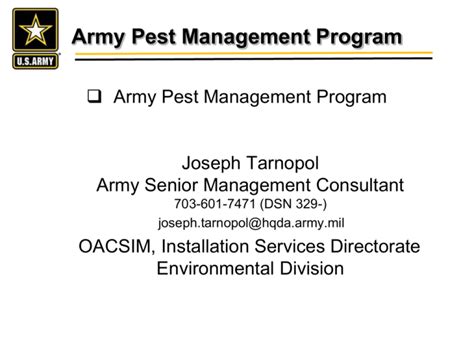 Us Army Pest Management Program Recent Policy Updates