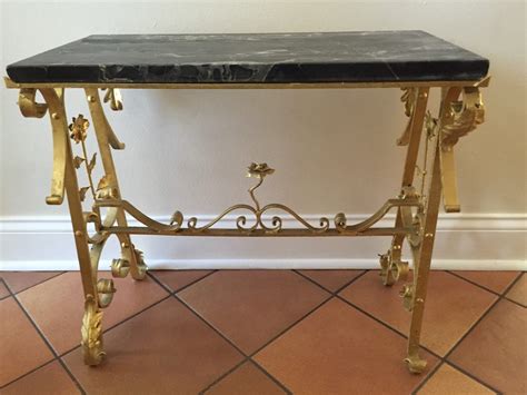 Gilded Wrought Iron Foyer Marble Table Haute Juice