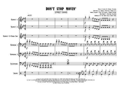 Dont Stop Movin Arr The Brass Holes Brass Band Sheet Music S