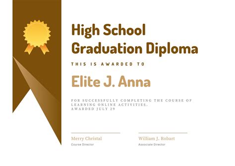 High School Diploma Certificate Template Editable Free