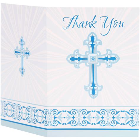 Radiant Cross Religious Thank You Notes 55 X 4 In Blue 8ct