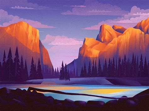 Yosemiteepi1 Landscape Illustration Digital Illustration Mountain