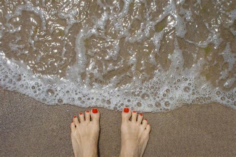Female Feet On The Beach Stock Photo Image Of Beautiful