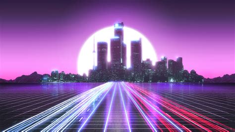 Synthwave City Lights 1920x1080 Rwallpaper