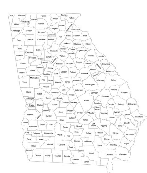 Georgia County Map With County Names Free Download ~ Mapnexus