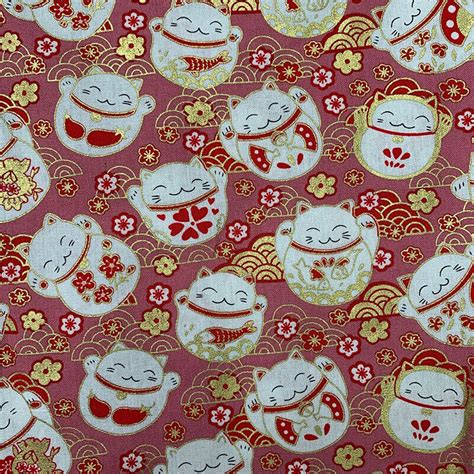 Japanese Lucky Cat Fabric Kawaii Maneki Neko Cartoon Soft Kimono