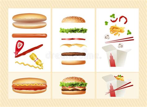 Poster With The Ingredients For Fast Food Stock Vector Illustration