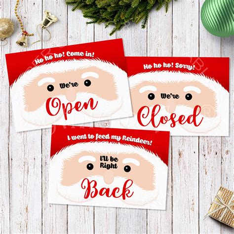 Christmas Open And Closed Signs Instant Download Printable