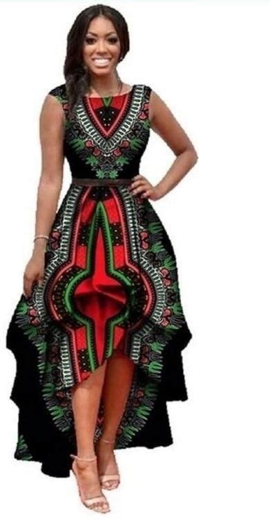Afrofashion Sleeveless Dress Women Printing African Fashion African