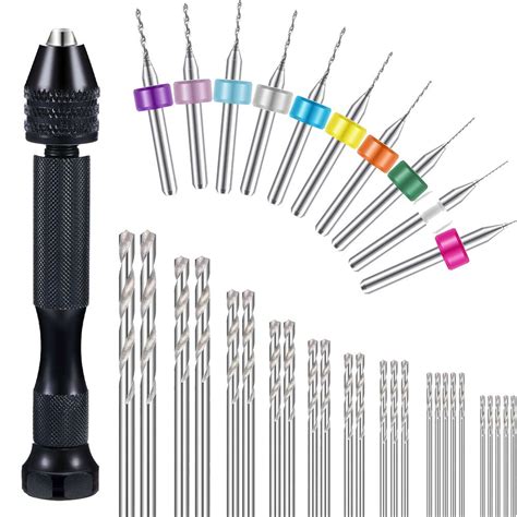 Drillpro 36 Pieces Hand Drill Set Include Pin Vise Hand Drill Mini