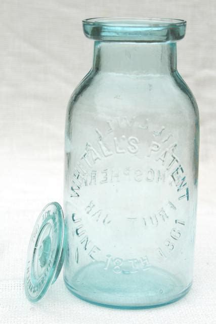 Millville Atmospheric Fruit Jar Old Embossed Blue Glass Canning Jar