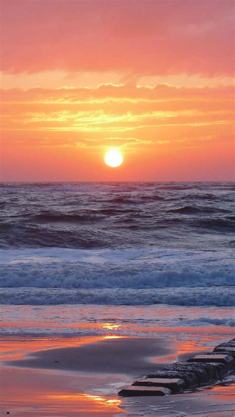Download Wallpaper 800x1420 Sunset Sea Beach Landscape Beautifully Iphone Se5s5c5 For