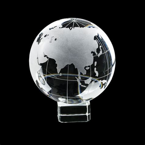 80mm Genuine Crystal World Globe Earth Sphere Etched Frosted Glass Ball Ebay