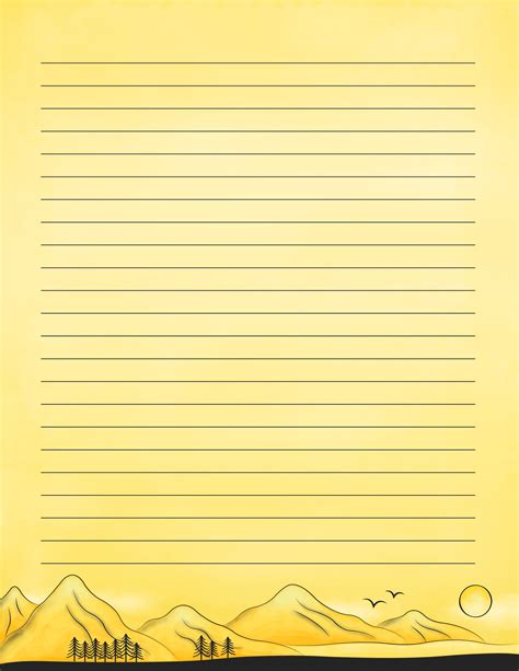 Free Printable Yellow Landscape Stationery In  And Pdf Formats The