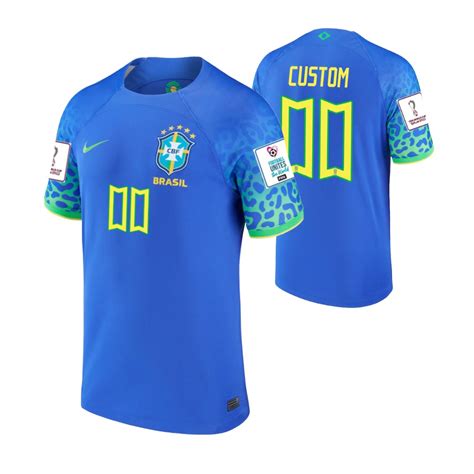 2022 World Cup Custom Brazil Jersey Away Blue Replica
