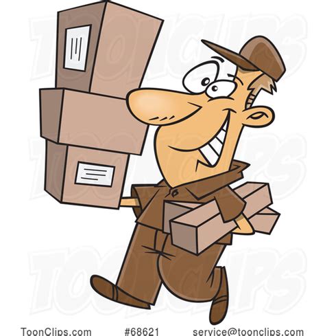 Cartoon Delivery Guy Carrying Packages 68621 By Ron Leishman