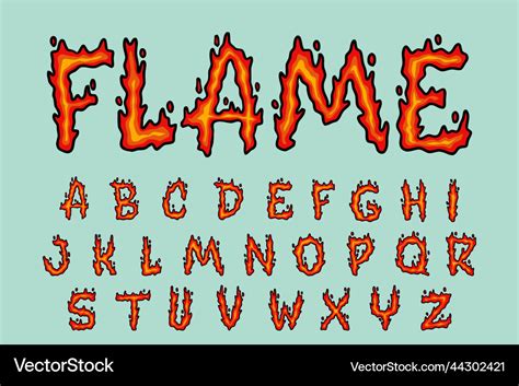 Flame Alphabet Fire Graffiti Text Letters Vector Image