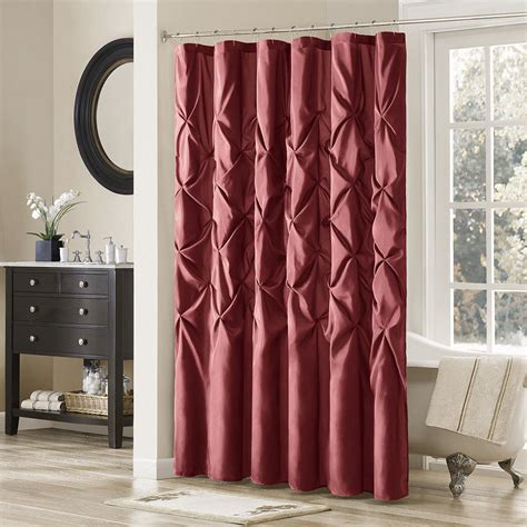 Rich Red Modern Textured Tufted Pin Tucked Pleated Fabric Shower