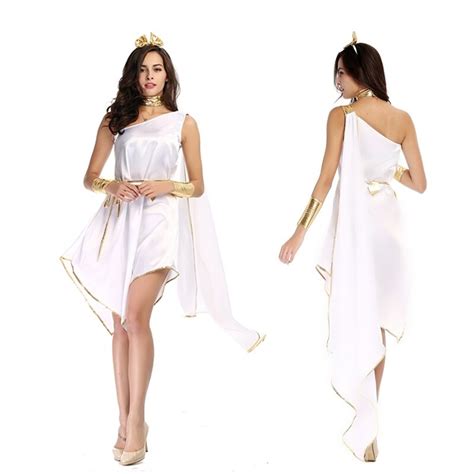 Взрослая женщина хэллоуин сексуальные костюмы Греческой Богини Косплей Одежда Набор Белый