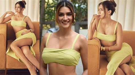 Omg Kriti Sanon Flaunts Her Curves In Thigh High Slit Dress For Bold Photoshoot 2023 Youtube