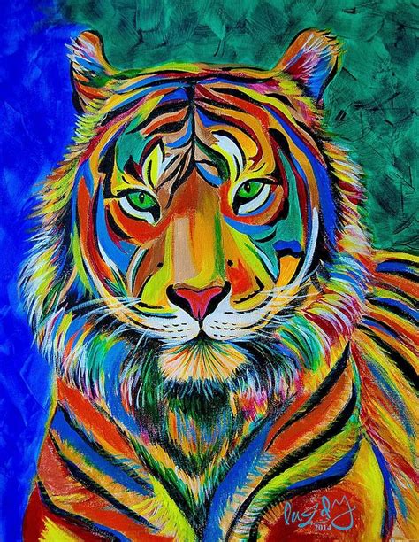 Pin By Sean On Psychedellica Tiger Painting Colorful Animal