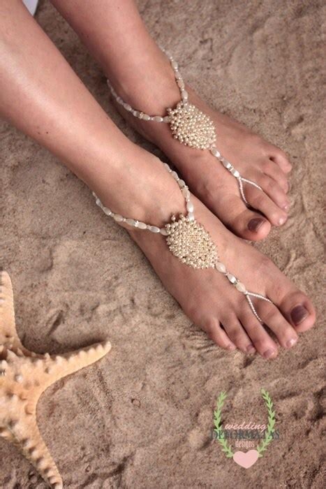Beach Wedding Foot Jewelry Bridal Lace And Pearl Barefoot Etsy
