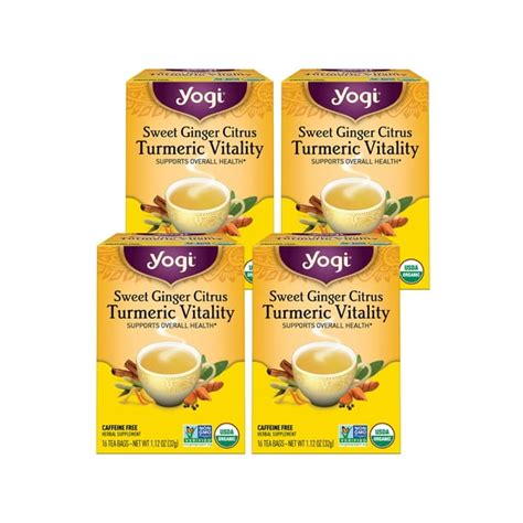 Yogi Tea Sweet Ginger Citrus Turmeric Vitality Wellness Tea Bags 4 Boxes Of 16