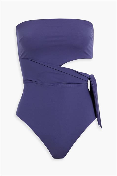 Zimmermann Cutout Bandeau Swimsuit In Blue Lyst