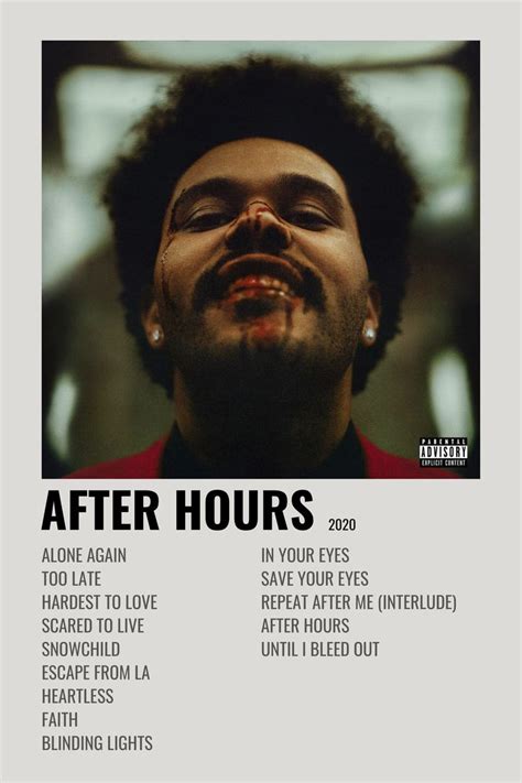 The Weeknd After Hours Music Album Cover Music Poster The Weeknd