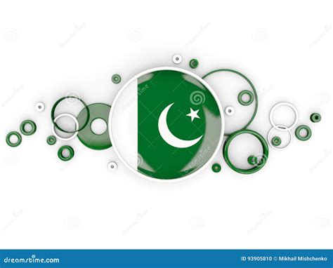 Round Flag Of Pakistan With Circles Pattern Stock Illustration