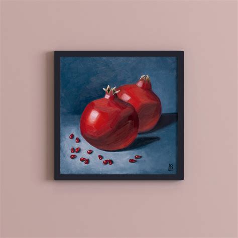 Pomegranate Original Oil Painting Fruit Artwork Etsy