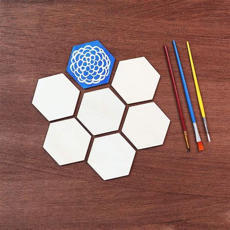 Small Unfinished Wood Hexagon Cutouts For Diy Crafts 3 Inches 60 Pie