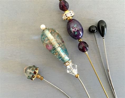 Hat Pins Collection Glass Long Pins Vintage Hat By Mygildedmagpie