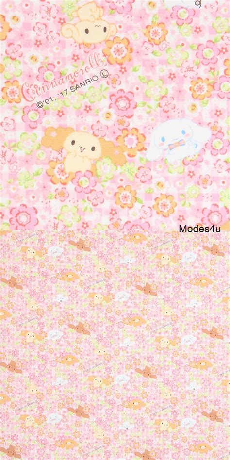 Checkered Pink White Cinnamoroll Flower Oxford Fabric