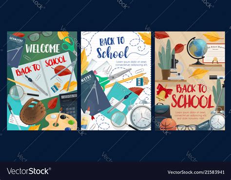 Back To School Poster With Stationery For Studying