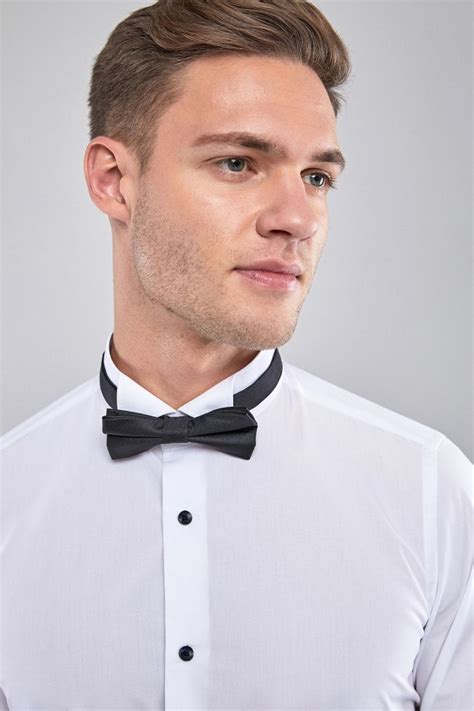 Buy White Skinny Fit Single Cuff Wing Collar Shirt And Black Bow Tie