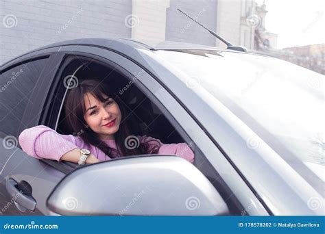 Beautiful Brunette In The Car Stock Photo Image Of Naked Fast