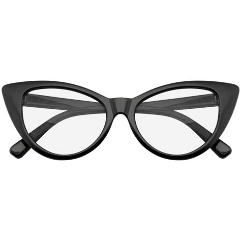 Emblem Eyewear Super Cat Eye Glasses Vintage Inspired Fashion Mod Clear Lens Eyewear Black