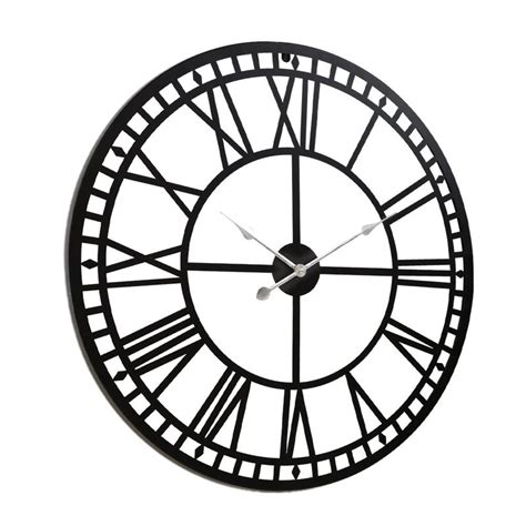 Buy Artiss 80cm Wall Clock Large Roman Numerals Metal Black Mydeal