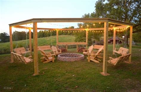 Fire pits are meant to be enjoyed from all sides, so be sure that there is space enough for chairs all the way around the pit. Swings Around Fire Pit - Fire Pit Ideas
