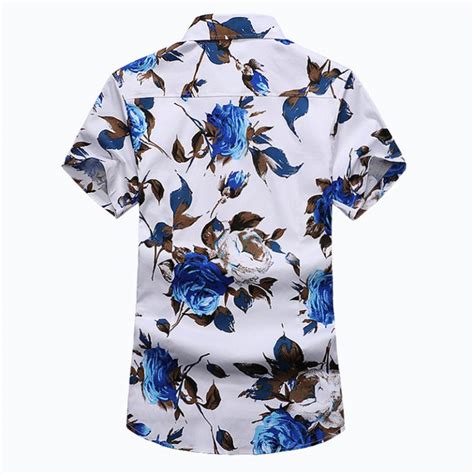 Fashion Mens Shirt Short Sleeve Floral Shirt