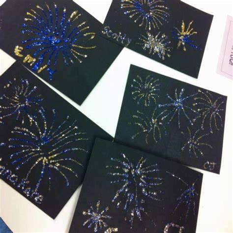 Glue And Glitter On Black Paper Make Easy Fireworks Kids Crafts