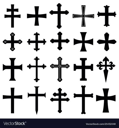 Christian Crosses Icons Set Royalty Free Vector Image