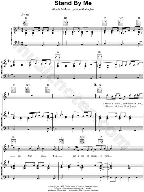Aprenda a tocar a cifra de stand by me (oasis) no cifra club. Oasis "Stand by Me" Sheet Music in G Major (transposable ...