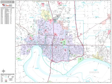 Evansville Indiana Wall Map Premium Style By Marketmaps Mapsales