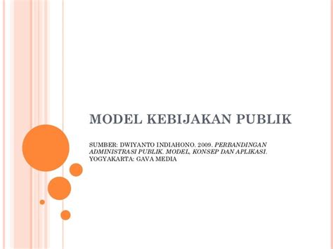 Model dalam kebijakan publik